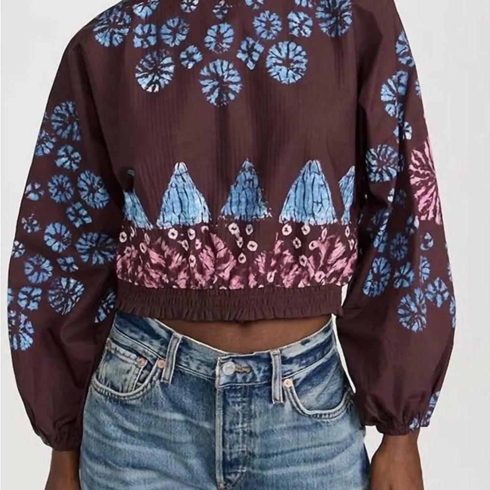 Sea New York Yana Tie-Dye Long Sleeve Cropped Top in Rose Large